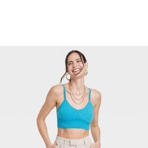 A New Day WOMAN V-Neck Bralette Sweater in a vibrant blue size XL new with tags